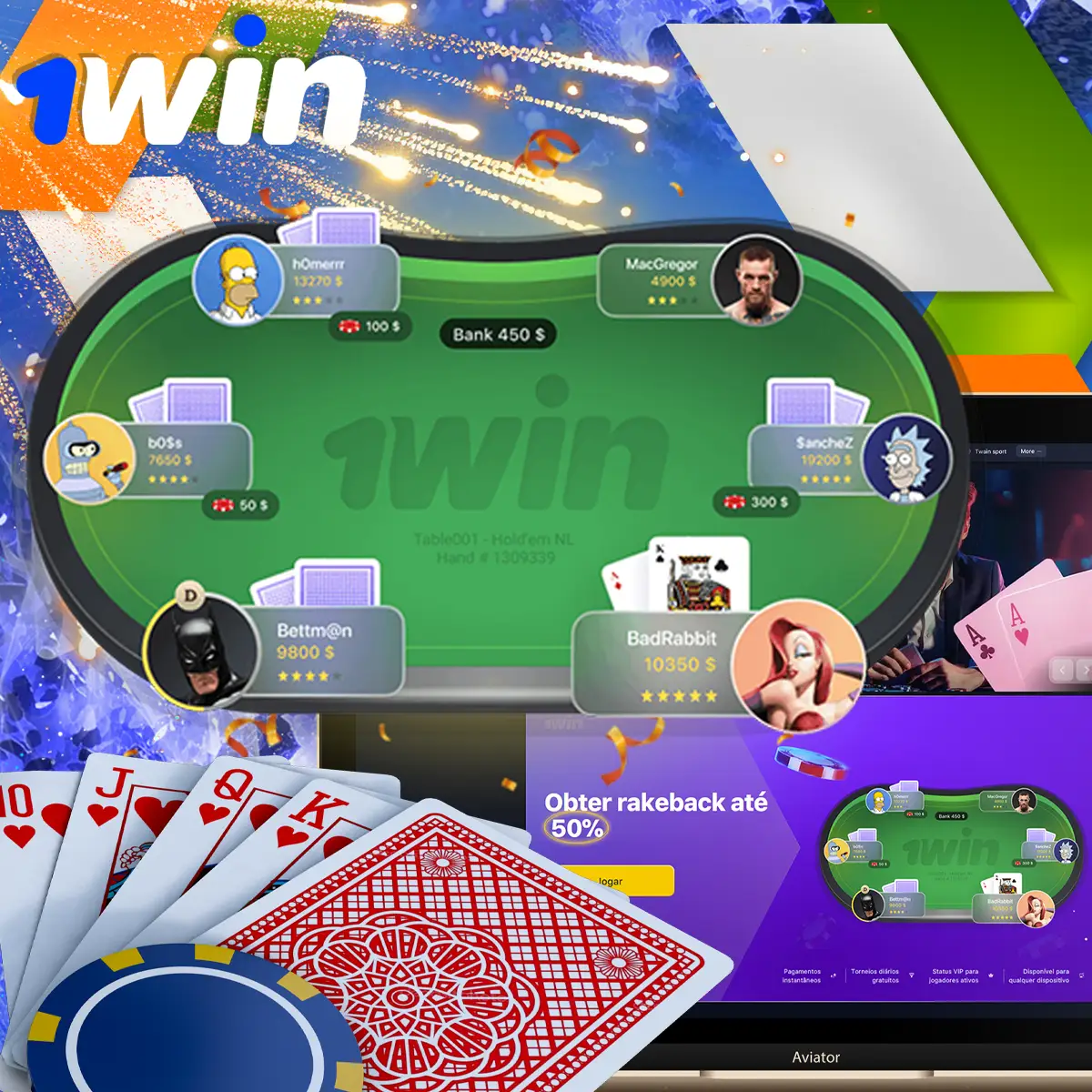 The main features available in the 1Win Poker section are