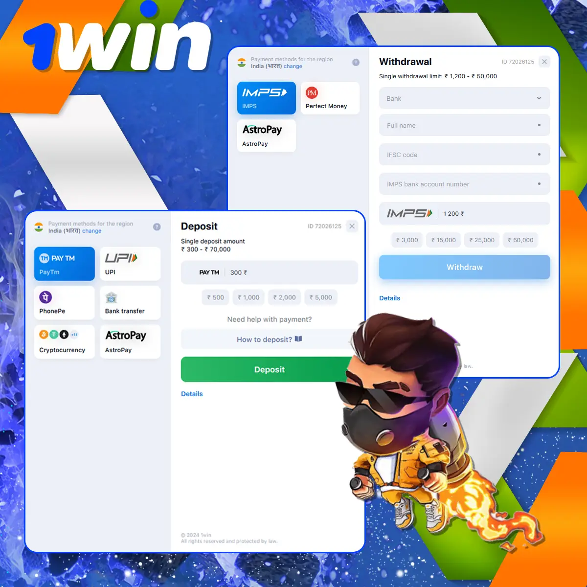 Payment methods for 1Win Lucky Jet players