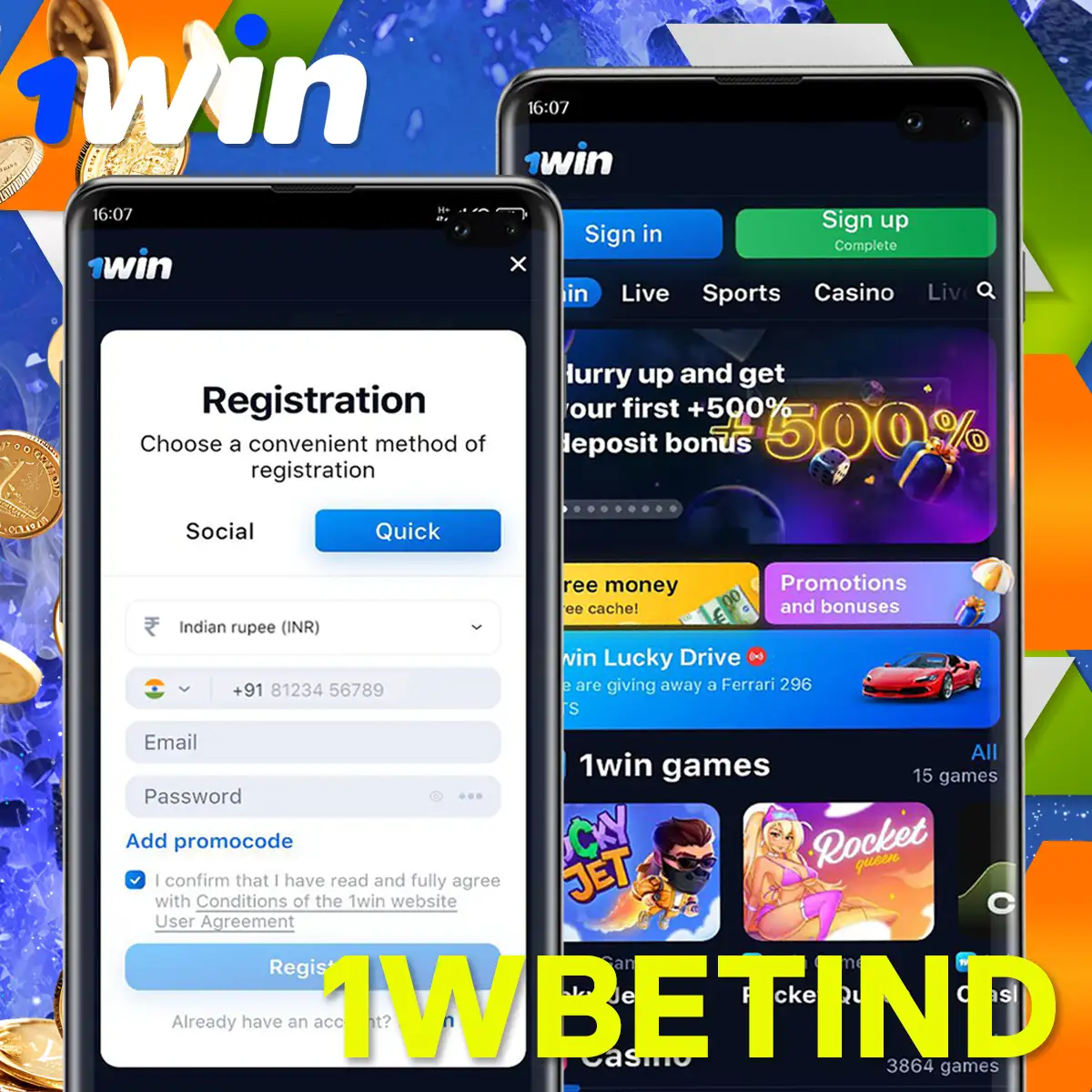 How to sign up for 1Win India app