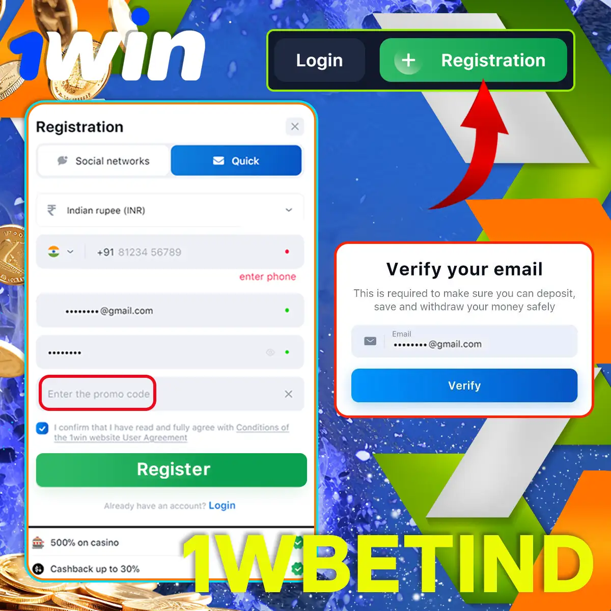 How to sign up for 1win